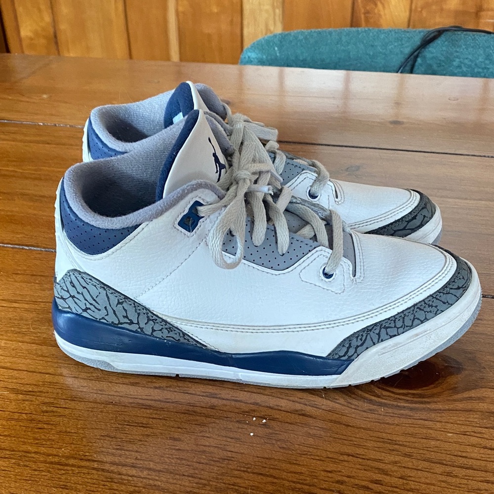 Air Jordan Retro 3 White and Blue Sneakers